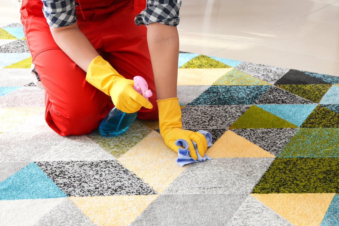 Worker Cleaning Carpet